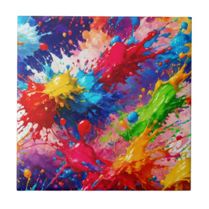 Colourful Wet Paint Splash Design Tile