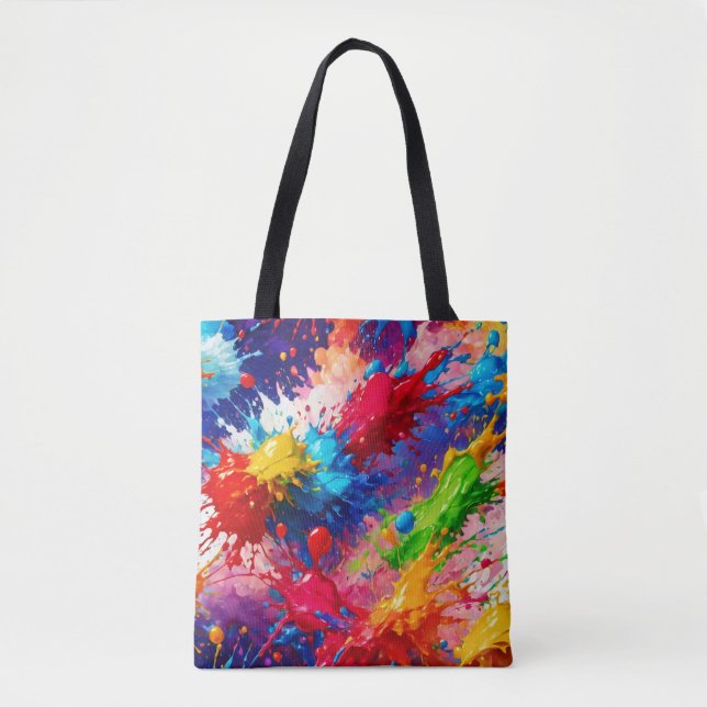 Colourful Wet Paint Splash Design Tote Bag (Front)
