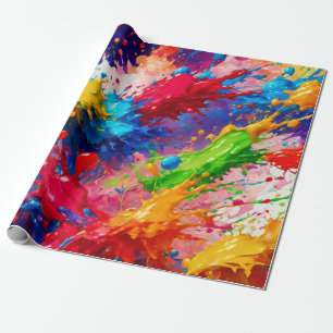 Colourful Wet Paint Splash Design Wrapping Paper