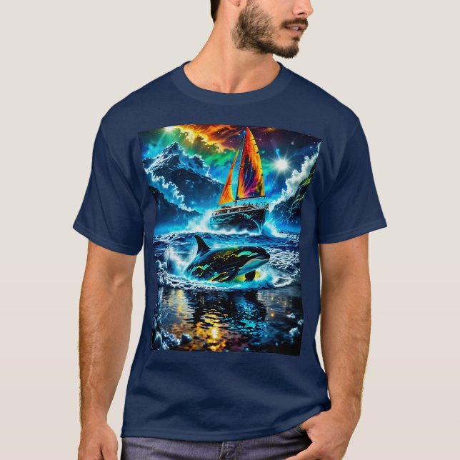 Colourful Whale Watching T-Shirt (Front)