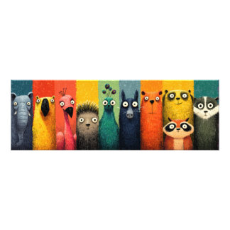 Colourful Whimsical Animal Lineup Poster