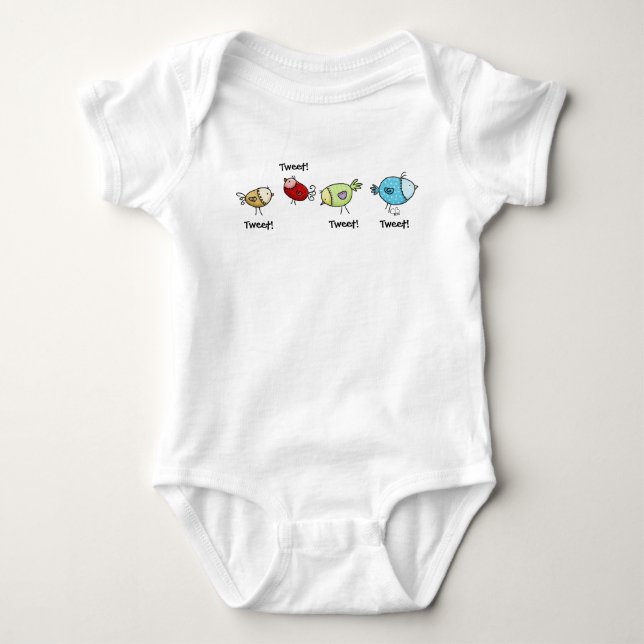 Colourful Whimsical Birds Baby Bodysuit (Front)