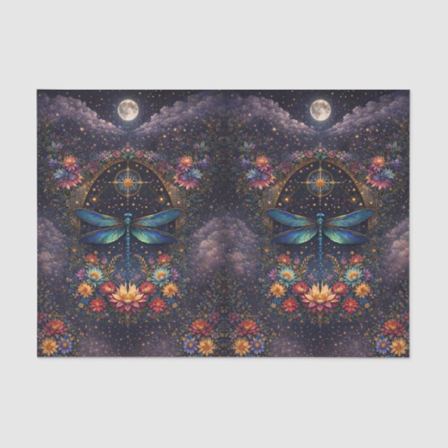 Colourful Whimsical Boho Dragonfly Decoupage Tissue Paper (Front)