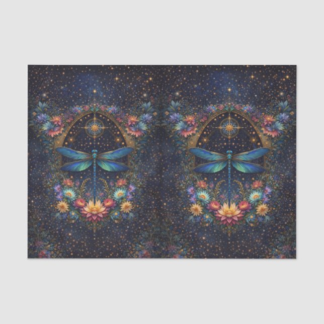 Colourful Whimsical Boho Dragonfly Decoupage Tissue Paper (Front)