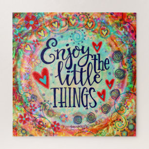 Colourful Whimsical BoHo Enjoy the Little Things Jigsaw Puzzle