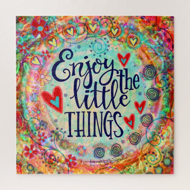 Colourful Whimsical BoHo Enjoy the Little Things Jigsaw Puzzle (Vertical)