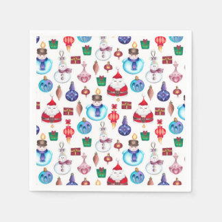 Colourful Whimsical Christmas Pattern Napkin