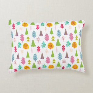 Colourful Whimsical Christmas Trees Decorative Cushion