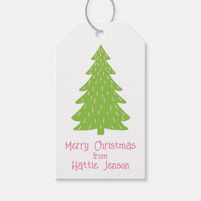 Colourful Whimsical Christmas Trees Gift Tags (Front)