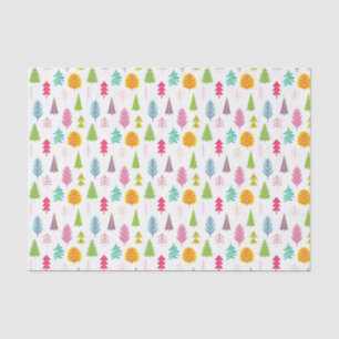 Colourful Whimsical Christmas Trees Tissue Paper