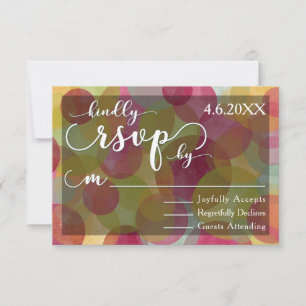 Colourful Whimsical Circles White Wedding RSVP Card