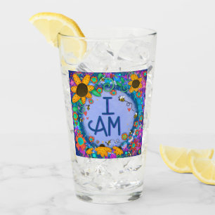 Colourful Whimsical Daisy Floral I Am Inspiring Glass