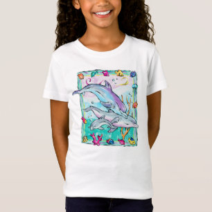 Colourful, whimsical dolphins t-shirt
