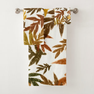 Colourful Whimsical Fall Autumn Rustic Leaves Bath Towel Set
