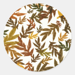 Colourful Whimsical Fall Autumn Rustic Leaves Part Classic Round Sticker