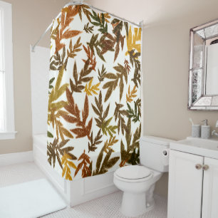 Colourful Whimsical Fall Autumn Rustic Leaves Shower Curtain