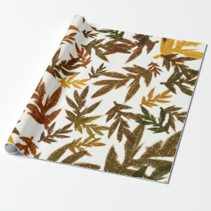 Colourful Whimsical Fall Autumn Rustic Leaves Wrapping Paper