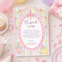 Colourful Whimsical Fancy Birthday Thank You Card