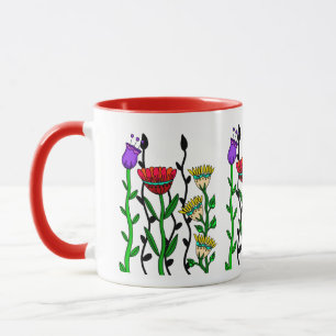 Colourful whimsical flowers mug