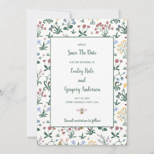 Colourful Whimsical Flowers Wedding Save The Date