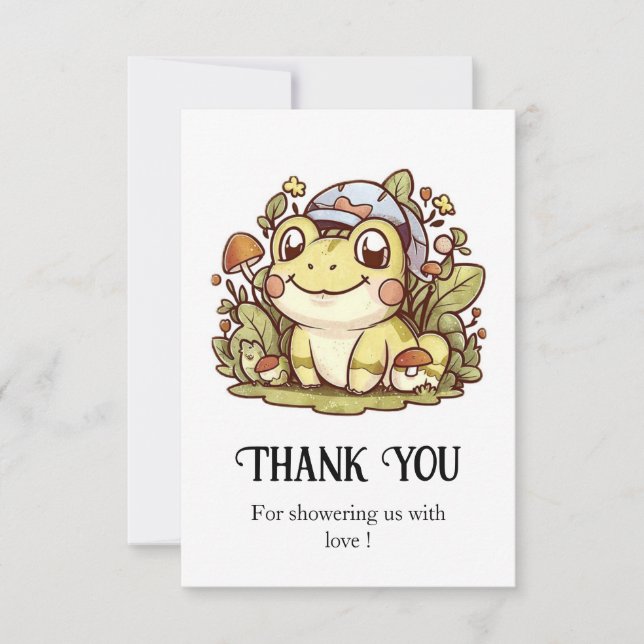 Colourful Whimsical Frog Baby Shower Thank You Card (Front)