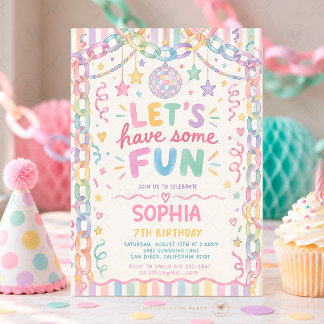 Colourful Whimsical Fun Girl Birthday Pastel Invitation
