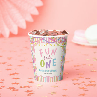 Colourful Whimsical Girl Birthday Party Paper Cups