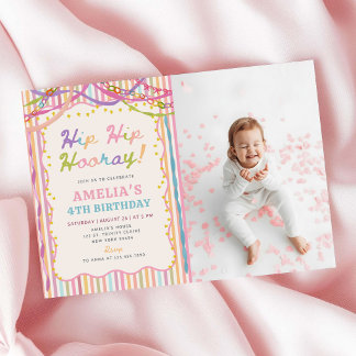 Colourful Whimsical Girl Birthday Party Photo Invitation