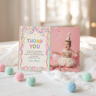 Colourful Whimsical Girl Birthday Thank You Card