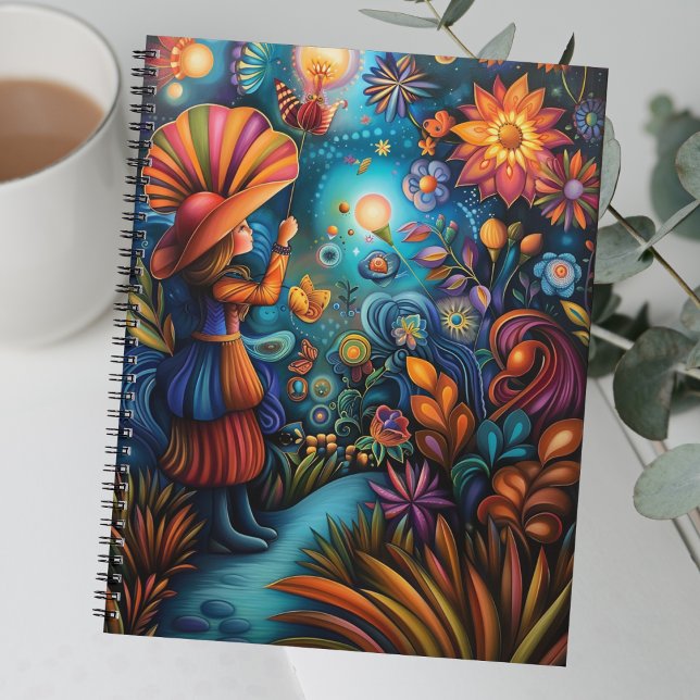Colourful Whimsical Girl with Blossoming Flowers Planner (Creator Uploaded)