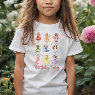 Colourful Whimsical Magical Cute Fairies Birthday T-Shirt