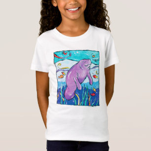 Colourful, whimsical manatee t-shirt