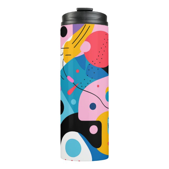 Colourful whimsical modern geometric shapes thermal tumbler (Front)