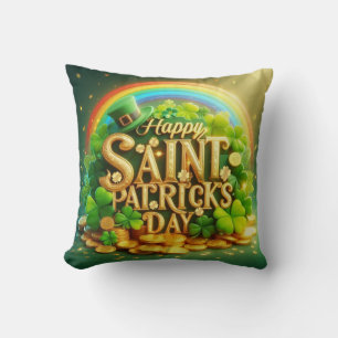 Colourful, whimsical Rainbow Saint Patrick's Day Cushion