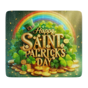 Colourful, whimsical Rainbow Saint Patrick's Day Cutting Board