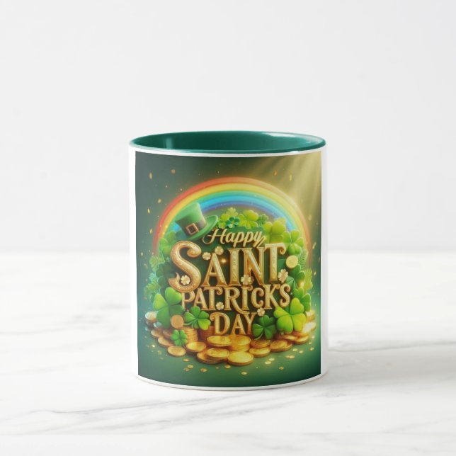 Colourful, whimsical Rainbow Saint Patrick's Day Mug (Center)