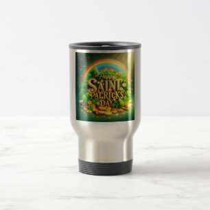Colourful, whimsical Rainbow Saint Patrick's Day Travel Mug