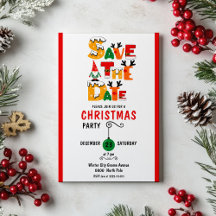 Colourful& Whimsical Save The Date Christmas Party