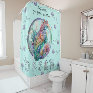 Colourful Whimsical Sea Horse Shower Curtain