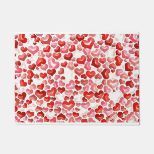 Colourful Whimsical Small Hearts Red Pink White    Doormat
