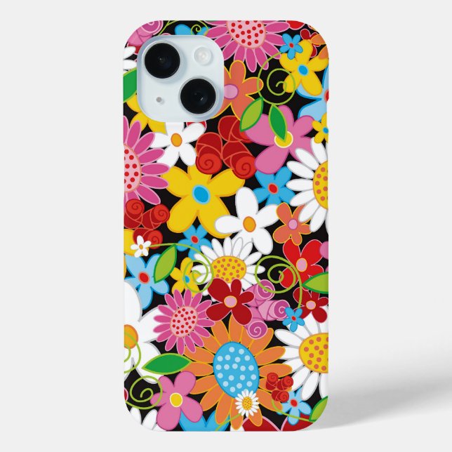Colourful Whimsical Spring Flowers Garden Girly Case-Mate iPhone Case (Back)