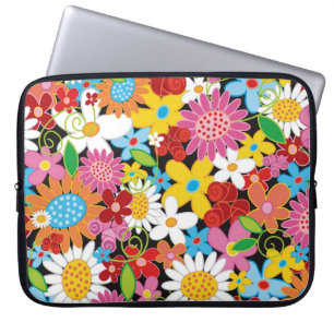 Colourful Whimsical Spring Flowers Garden Girly Laptop Sleeve