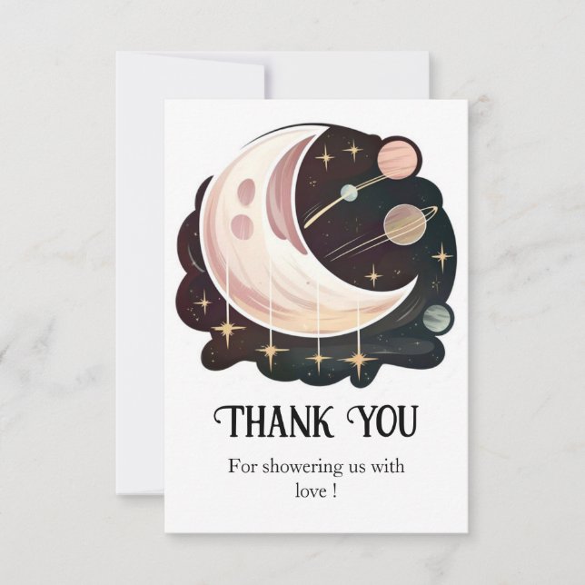 Colourful Whimsical Stars Baby Shower Thank You Card (Front)