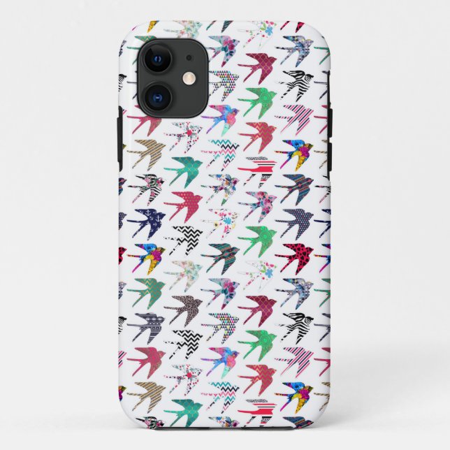 Colourful whimsical  swallow birds pattern Case-Mate iPhone case (Back)