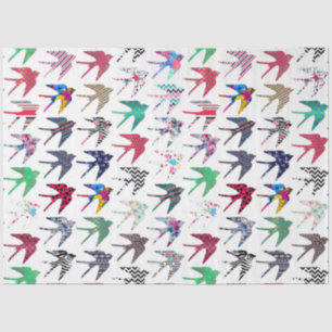 Colourful whimsical swallow birds pattern tissue paper