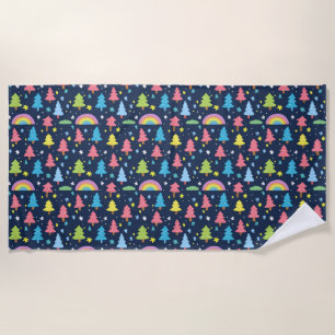 Colourful Whimsical Tree Beach Towel
