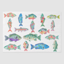 Colourful Whimsical Watercolor Floral Fish