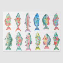 Colourful Whimsical Watercolor Floral Fish
