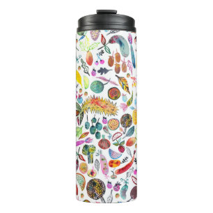 Colourful Whimsical Watercolor Fruits Veggies Thermal Tumbler