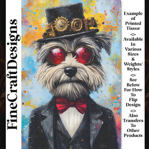 Colourful Whimsy Modern Steampunk Dog Z3 Decoupage Tissue Paper